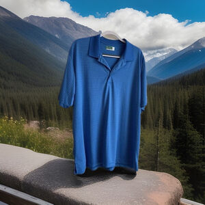 Ben Hogan XL PerformanceB lue & White Striped Poly/Spandex Golf Polo